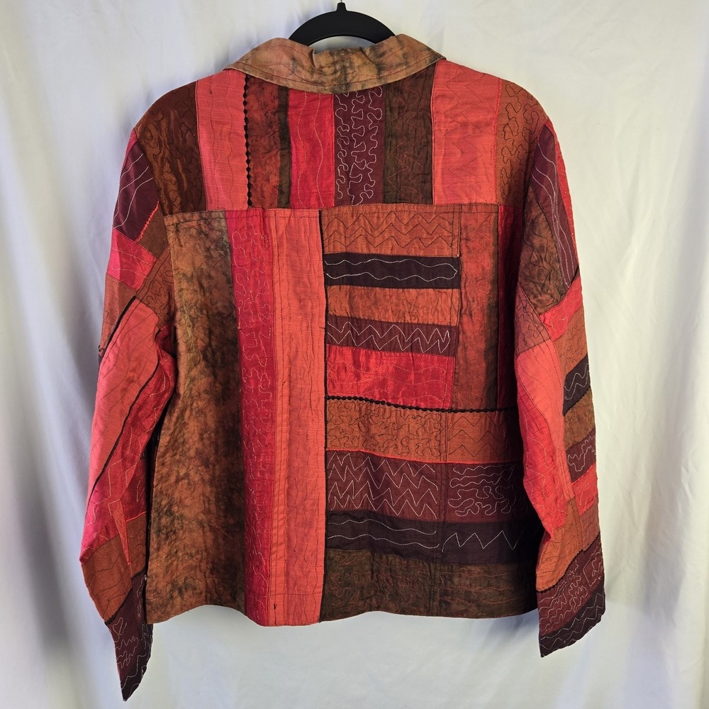 Drapers & Damons Embroidered Patchwork Jacket‎ Button Womens Large Artsy Boho - Picture 4 of 6